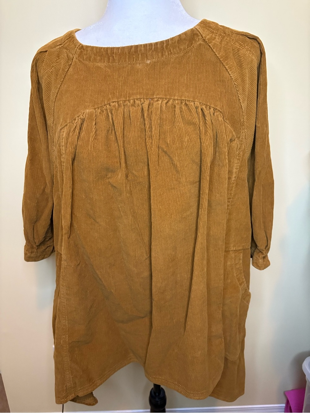 Free People Corduroy Peasant Tunic - Mustard Brown
